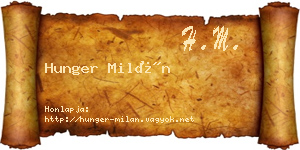 Hunger Milán névjegykártya